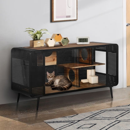 US Local Spacious Cat Houses With Tempered Glass Are Suitable For Living Rooms, Hallways, Dens, And Other Spaces