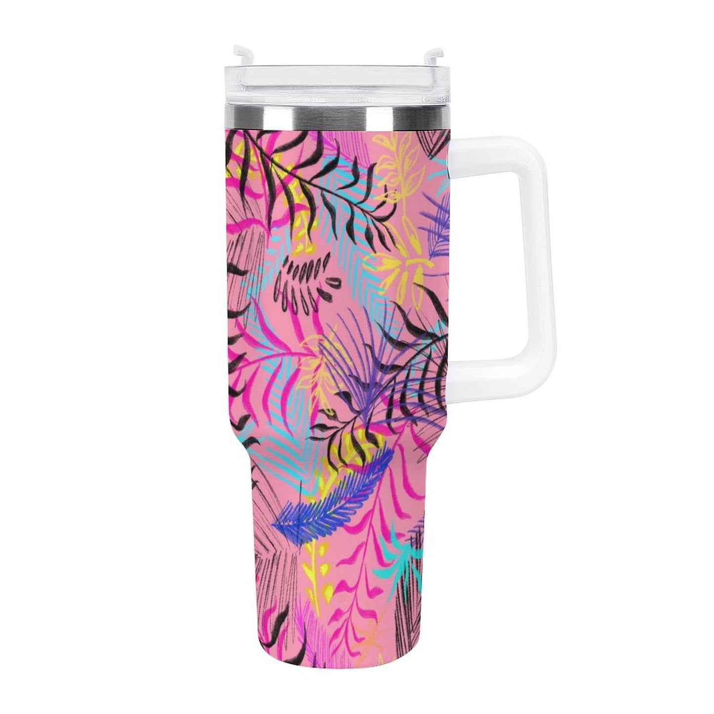 PHDT00388 POD US Local Tumbler 40 oz Large Capacity Car Cup Illustration Leaves Pink