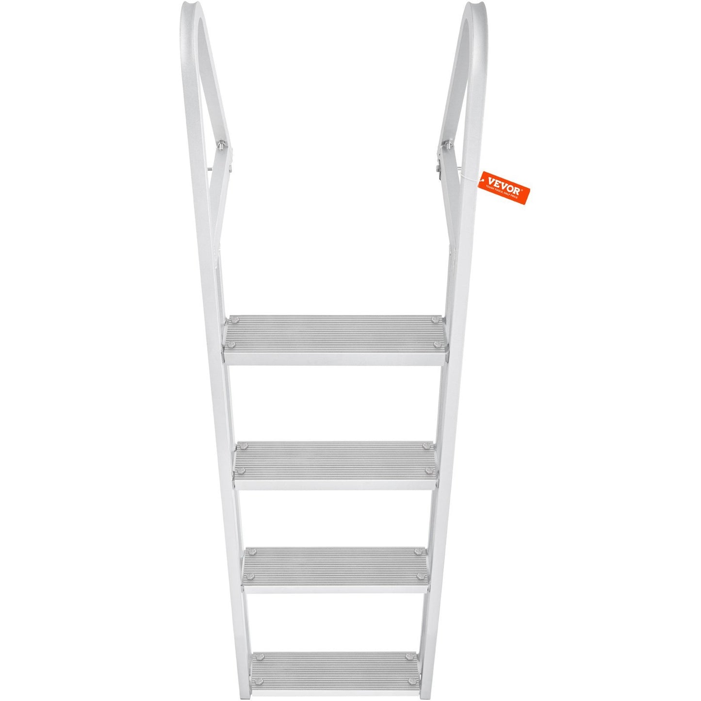 VEVOR Dock Ladder, Removable 4 Steps, 350 Lbs Load Capacity, Aluminum Alloy Pontoon Boat Ladder With Wide Step & Nonslip Rubber Mat, Easy To Install For Ship Lake Pool Marine Boarding
