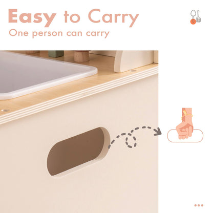 US Local Robud Kids Play Kitchen Set Rustic Wooden Pretend Play Kitchen For Toddlers 3