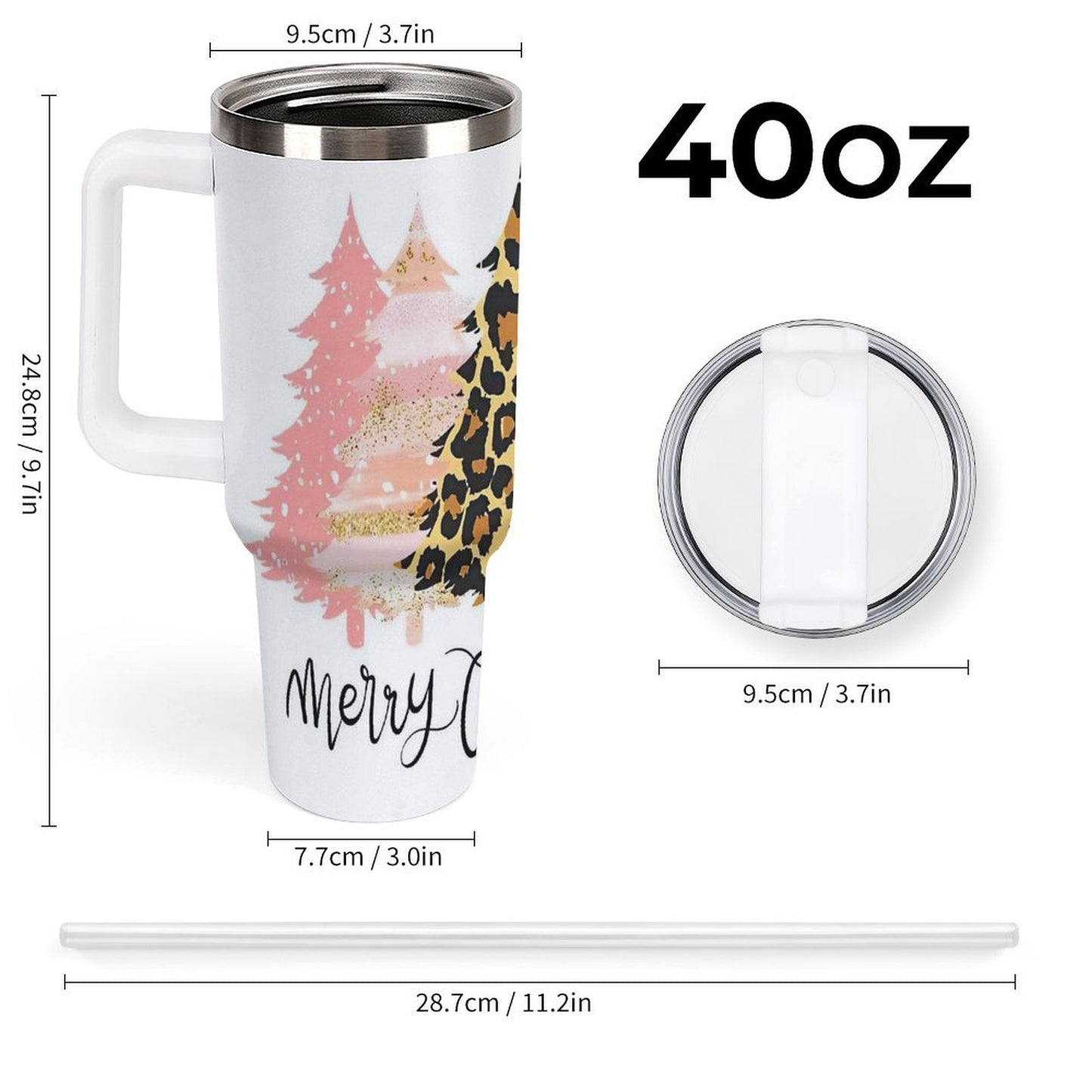 PHDT00158 POD US Local Tumbler 40 oz Large Capacity Car Cup Christmas Trees Pink