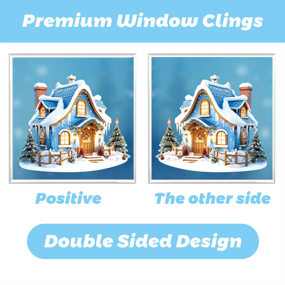 US Local 9 Sheets Christmas Snowflakes Window Decals Winter Blue Cute Painting Snowflakes Stickers