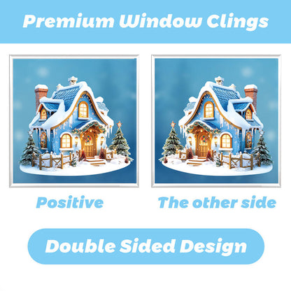 US Local 9 Sheets Christmas Snowflakes Window Decals Winter Blue Cute Painting Snowflakes Stickers