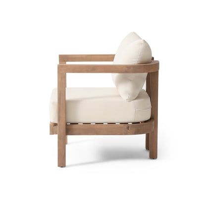 US Local Outdoor Acacia Wood Patio Club Chair, Patio Furniture,Waterproof Thick Cushion Deep Seating For Porc