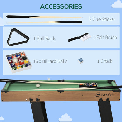 US Local 55" Portable Folding Billiards Table Game Pool Table for Whole Family Number Use With Cues