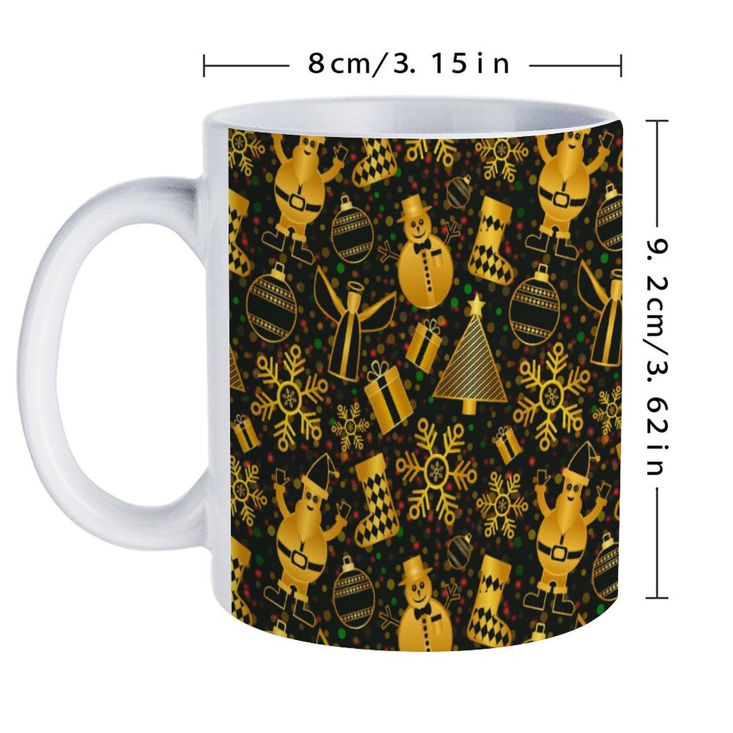 POD US Local White mug with full print, Christmas Black Gold 0049
