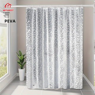 US Local METABEST 3D Pebble Pattern Shower Curtain Liner  Durable PEVA Material With Heavy-Duty Magnets, Ideal For Shower Stalls And Bathtubs - 71x71 Inches  Comes With 12 Hooks