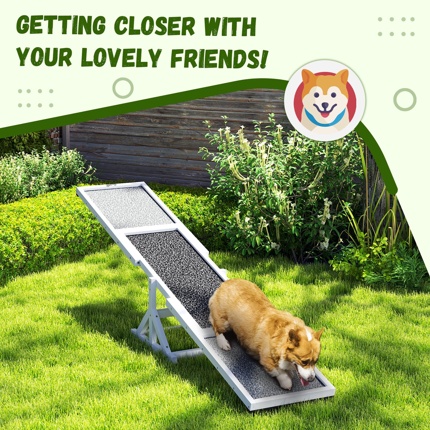 US Local Wooden Dog Agility Seesaw For Training And Exercise, Weather Resistant, 83 L X 16 W X 14 H, White