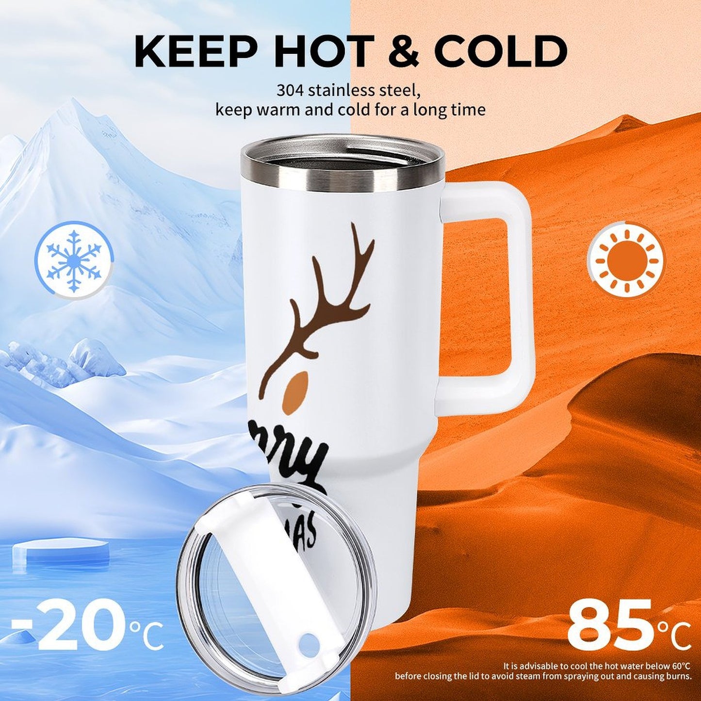 PHDT00411 POD US Local Tumbler 40 oz Large Capacity Car Cup Merry Christmas Jumper