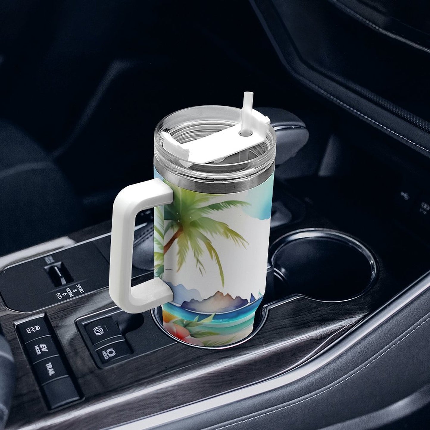 PHDT00043 POD US Local Tumbler 40 oz Large Capacity Car Cup, Watercolor, Hibiscus