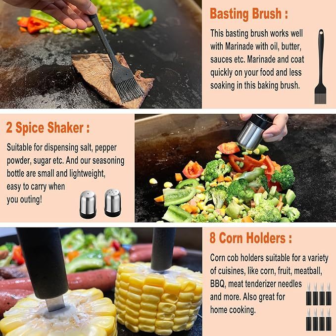 38PCS Griddle Accessories Kit, Professional Grill Tools Set For Outdoor Barbecue, Stainless Steel Griddle Spatula Set With Tongs, Smash Burger Press, Carry Bag, Perfect Grilling Gifts