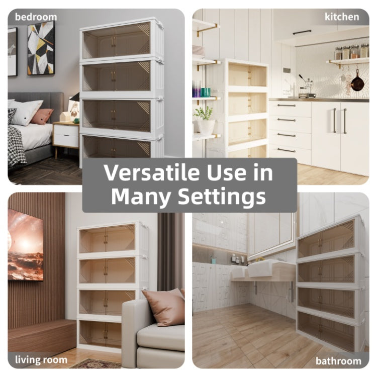 US Local 35.4 Inch Wide Clear Plastic Locker For Closet Organizer Storage, Folding Storage Box