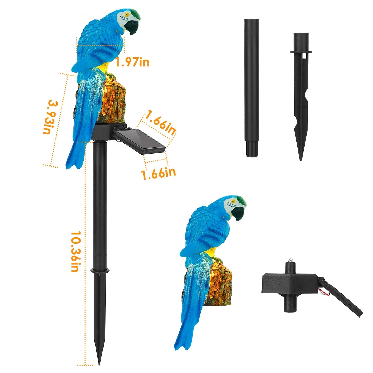 1Pc Solar Powered Parrot Garden Light IP65 Waterproof LED Parrot Landscape Lamp Decorative Lawn Lights For Yard Driveway Walkway Patio