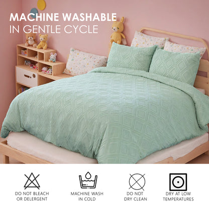 US Local Bohemian Style Quilt Cover Set, Cut Flower Quilt Cover,  Tufted Quilt Cover Three-piece Set, One Quilt Cover And Two Pillowcases,  Washable And Machine Washable Without Shrinkage,  Suitable For Hotels