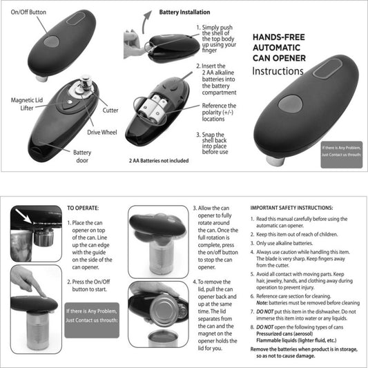 USA Local Electric Can Opener Automatic Jar Bottle Can Machine One Touch Portable Kitchen Hand Free Opening Opener Tool Gadgets