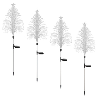 US Local 4Pack 7 Color Changing Solar Christmas Tree Lights Outdoor Optical Fiber Stake Lights Cedar Tree Lights With Topper Star IP44 Waterproof For Garden Yard Pathway Lawn