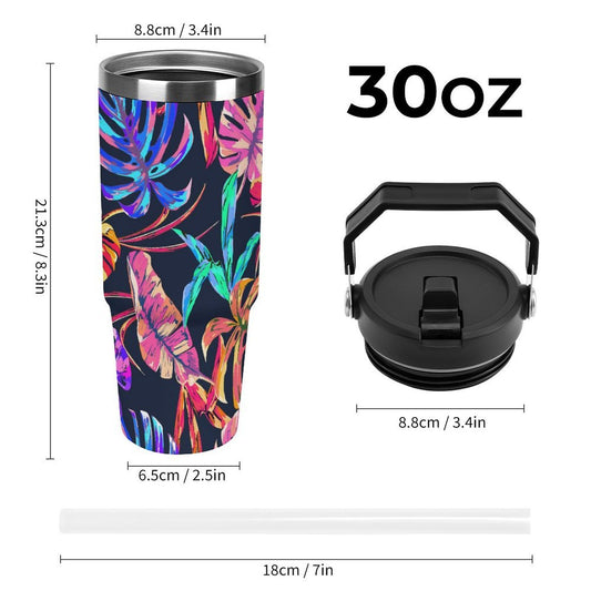 POD US Local Tumbler 30oz Large Capacity Car Cup Monstera, Purple, Pink, Tropical Style