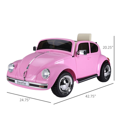 US Local Licensed Volkswagen Beetle Ride-on Kids Electric Car with Secondary Remote Control & Extra Wide Safety Tires