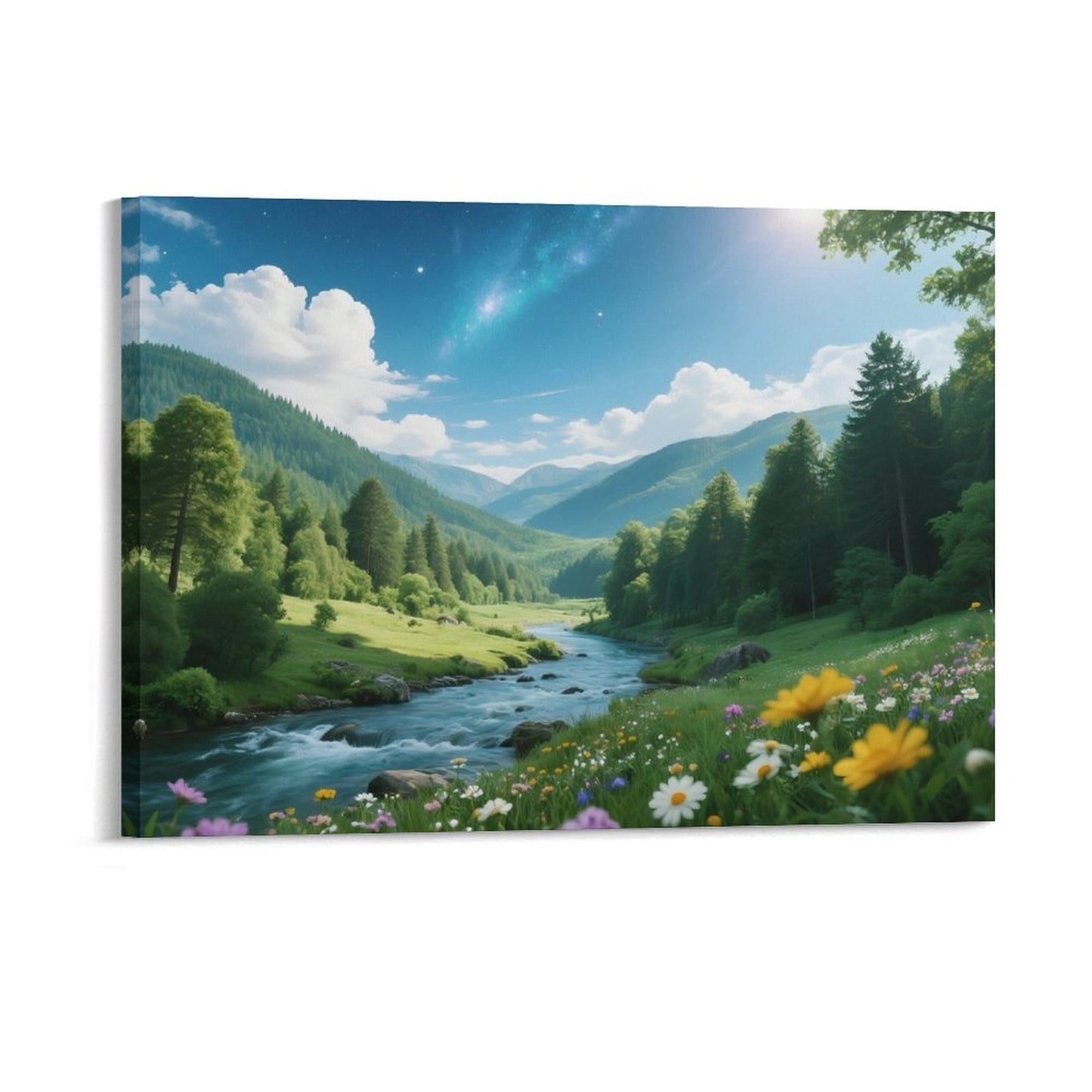 Decorative Interior Frame Painting Mountain-river-starry-summer-2