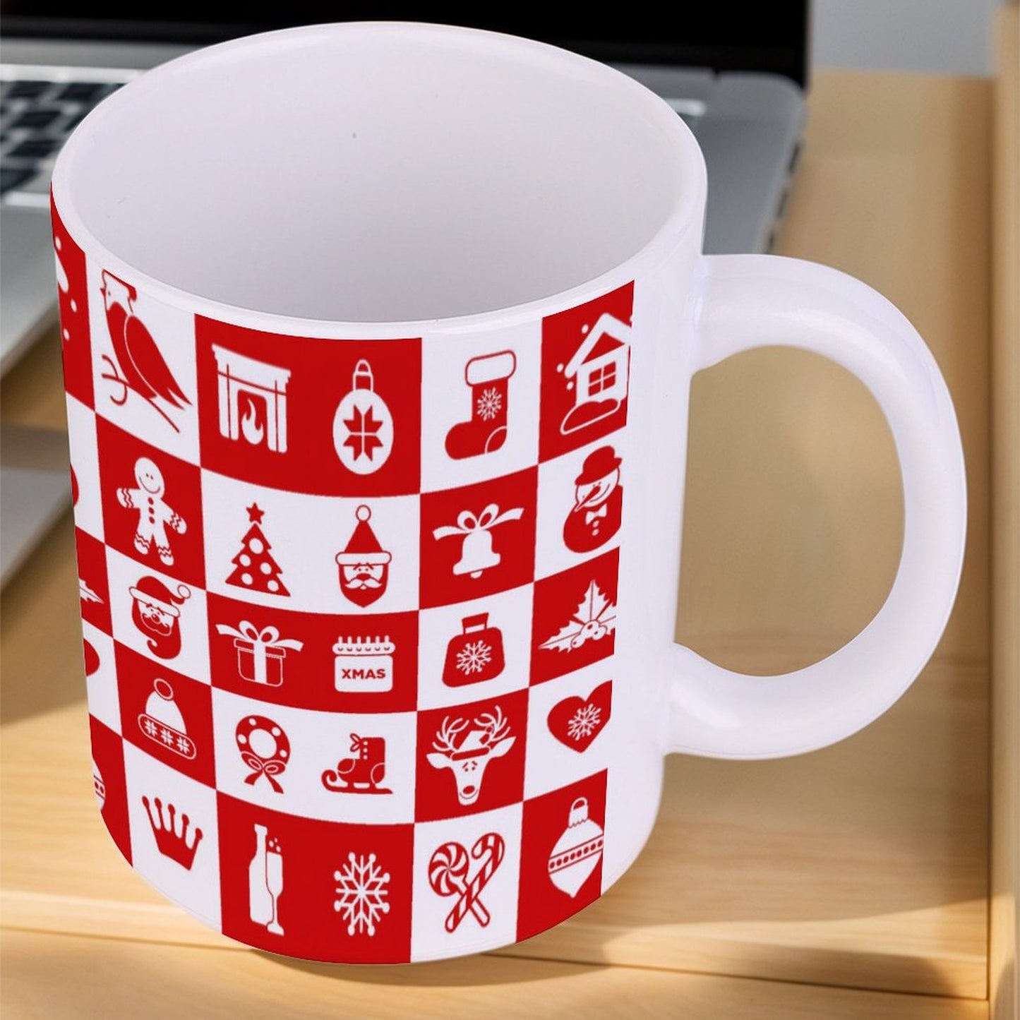 POD US Local White mug with full print, Christmas Santa Claus Reindeer 0053