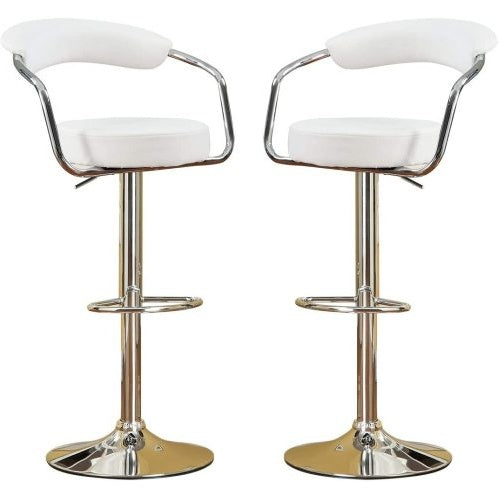 US Local Contemporary Style White Color Bar Stool Counter Height Chairs Set Of 2 Adjustable Swivel Kitchen Island Stools
