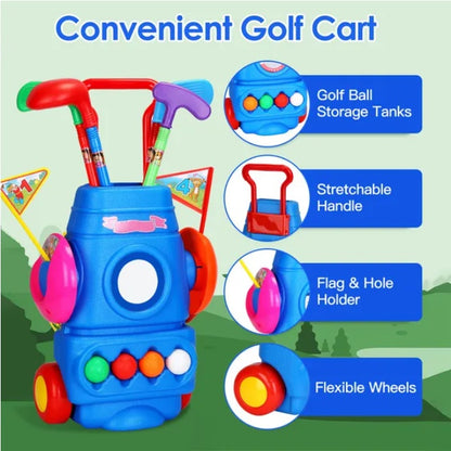 US Local Toddler Golf Set With 4 Balls 4 Clubs 2 Holes 2 Flags Golf