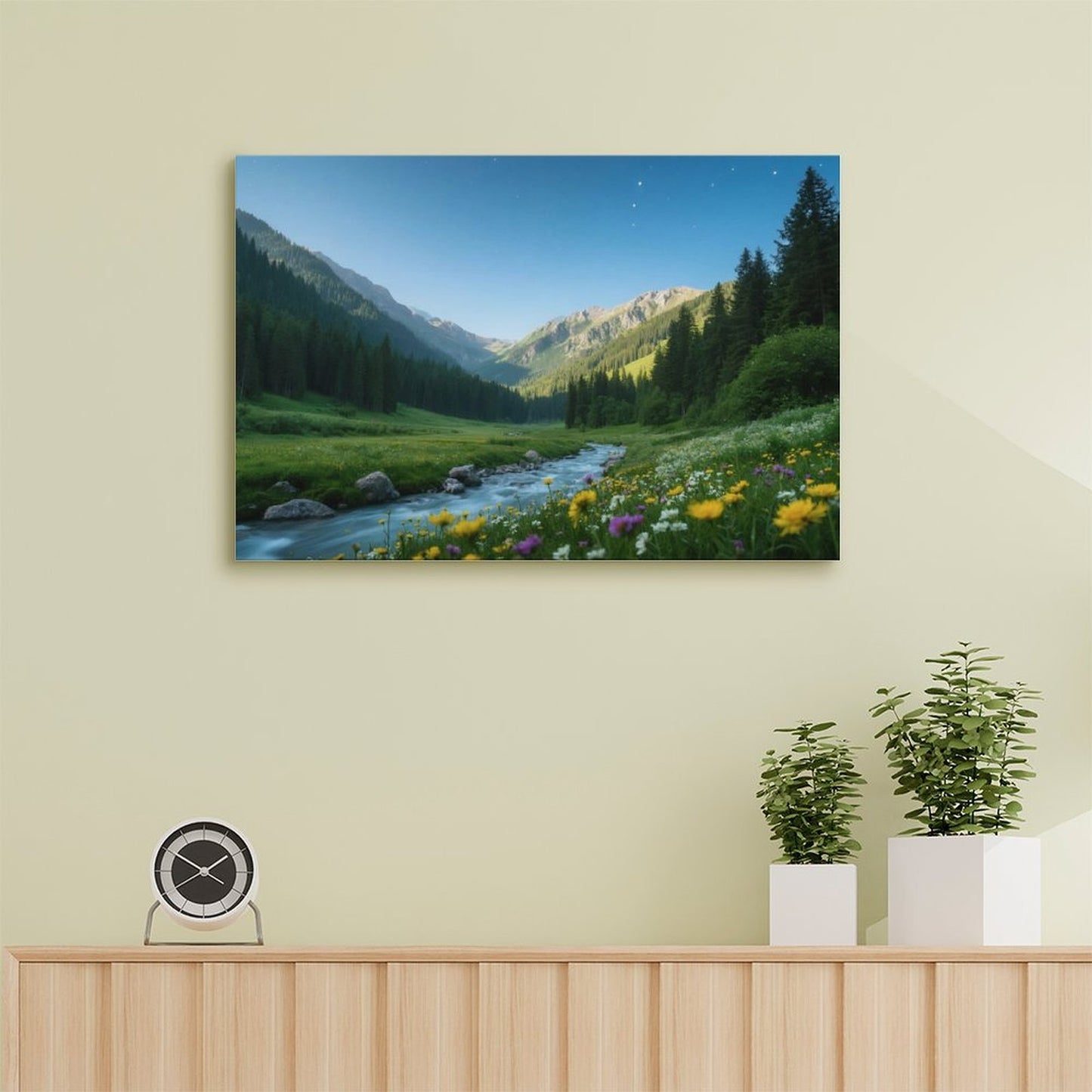 Decorative Interior Frame Painting Mountain-river-starry-summer-1