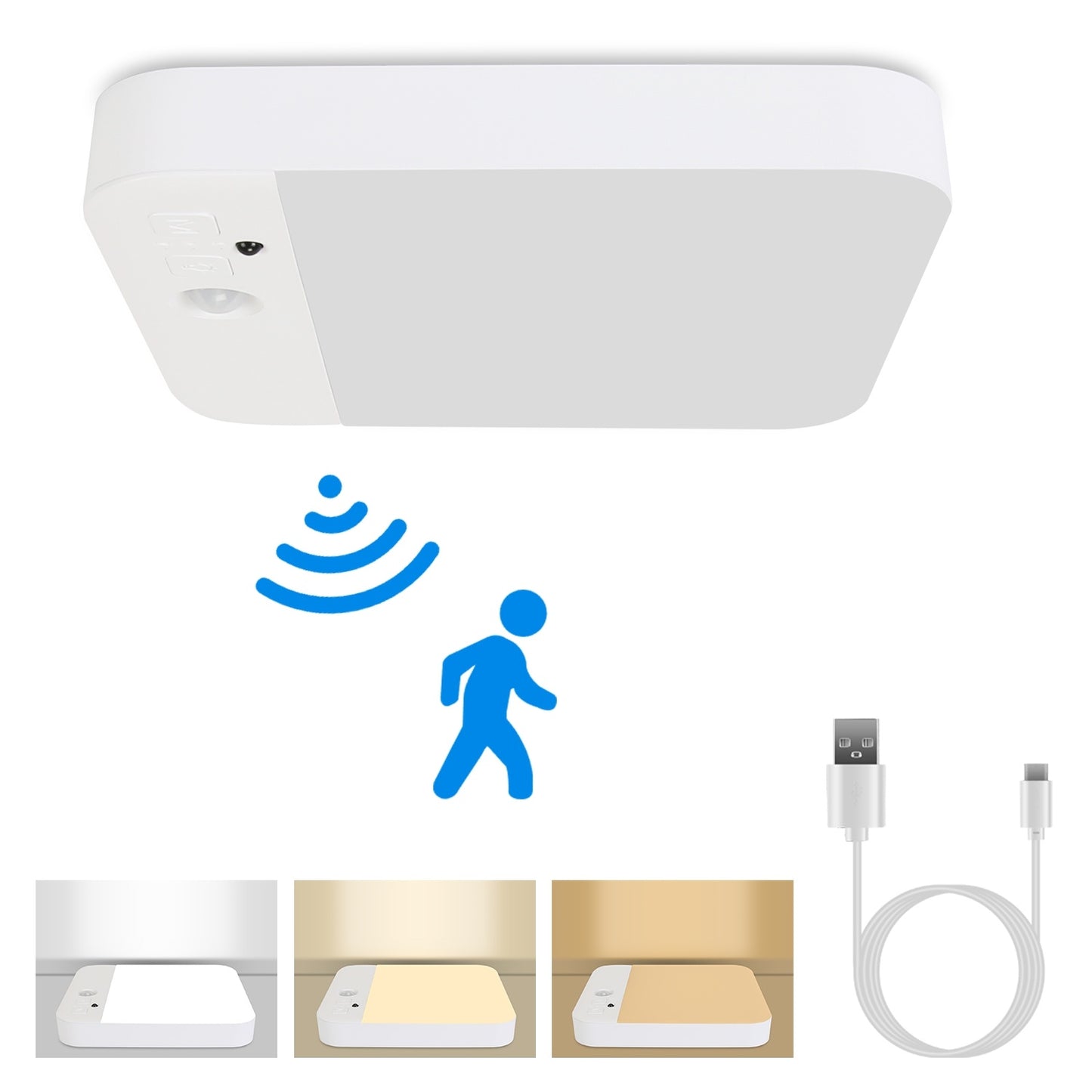 US Local 1Pc Or 2Pcs Motion Sensor Ceiling Light With Remote Rechargeable Wireless Flush Ceiling Light With 3000K 4500K 6000K 3 Timer 10 Brightness For Closet Stairs Garage Bathroom Hallway