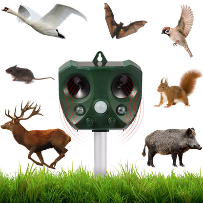 US Local 1 Pc Ultrasonic Animal Repeller Solar Powered Repellent With Motion Sensor LED Flashing Lights IPX6 Waterproof Outdoor For Farm Garden Yard