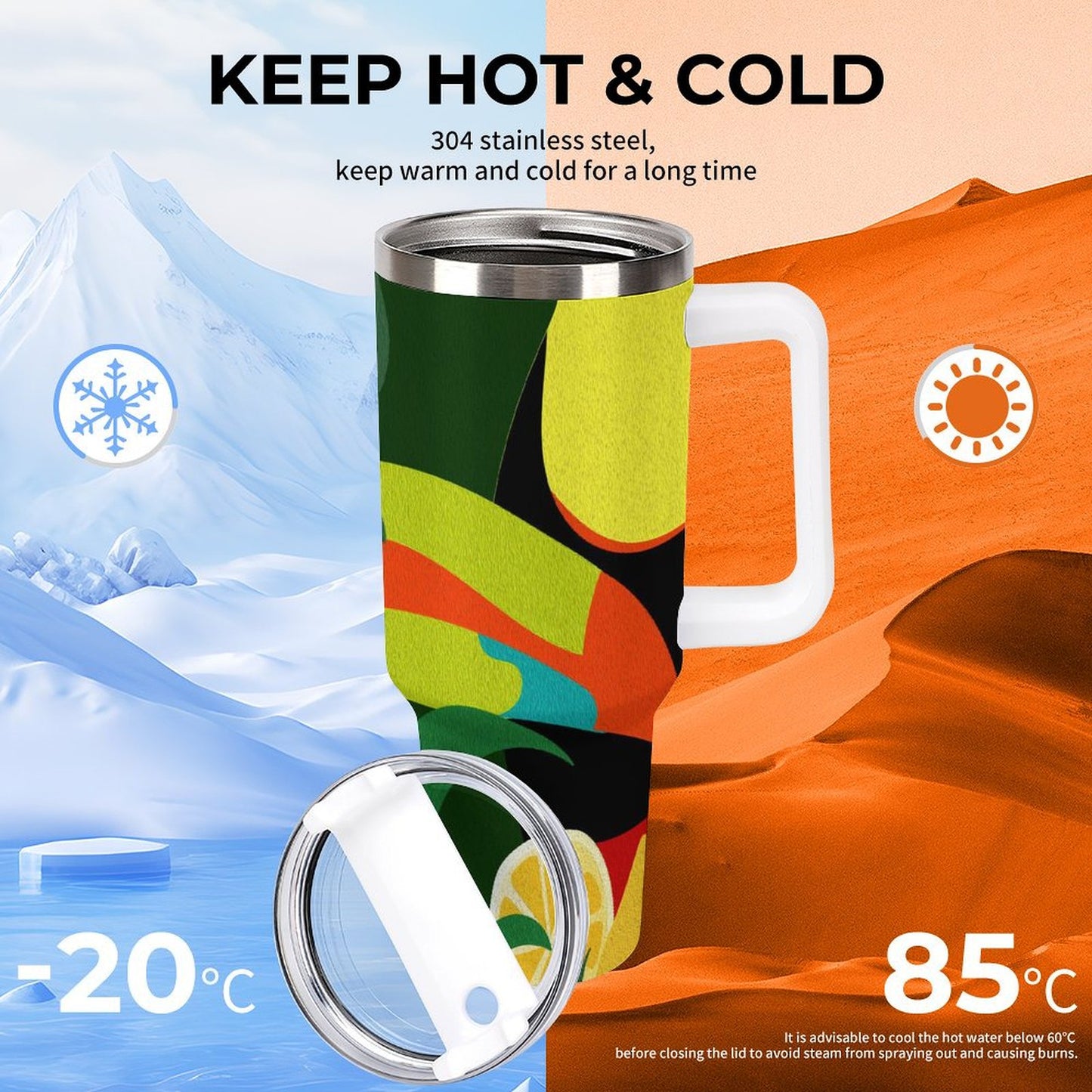 PHDT00227 POD US Local Tumbler 40 oz Large Capacity Car Cup Big Billed Bird, Jungle