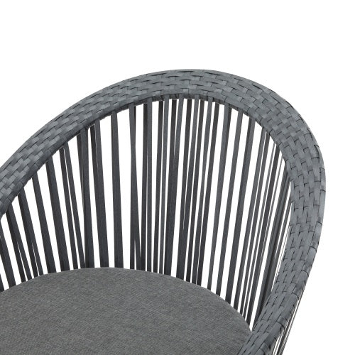 US Local Set Of 2  26.7 Modern Gray Wicker Lounge Chair With Rattan And Iron Frame, Featuring A Stylish Round Design, Perfect For Living Room, Patio, Or Balcony Relaxation
