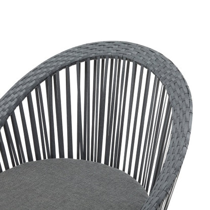 US Local Set Of 2  26.7 Modern Gray Wicker Lounge Chair With Rattan And Iron Frame, Featuring A Stylish Round Design, Perfect For Living Room, Patio, Or Balcony Relaxation