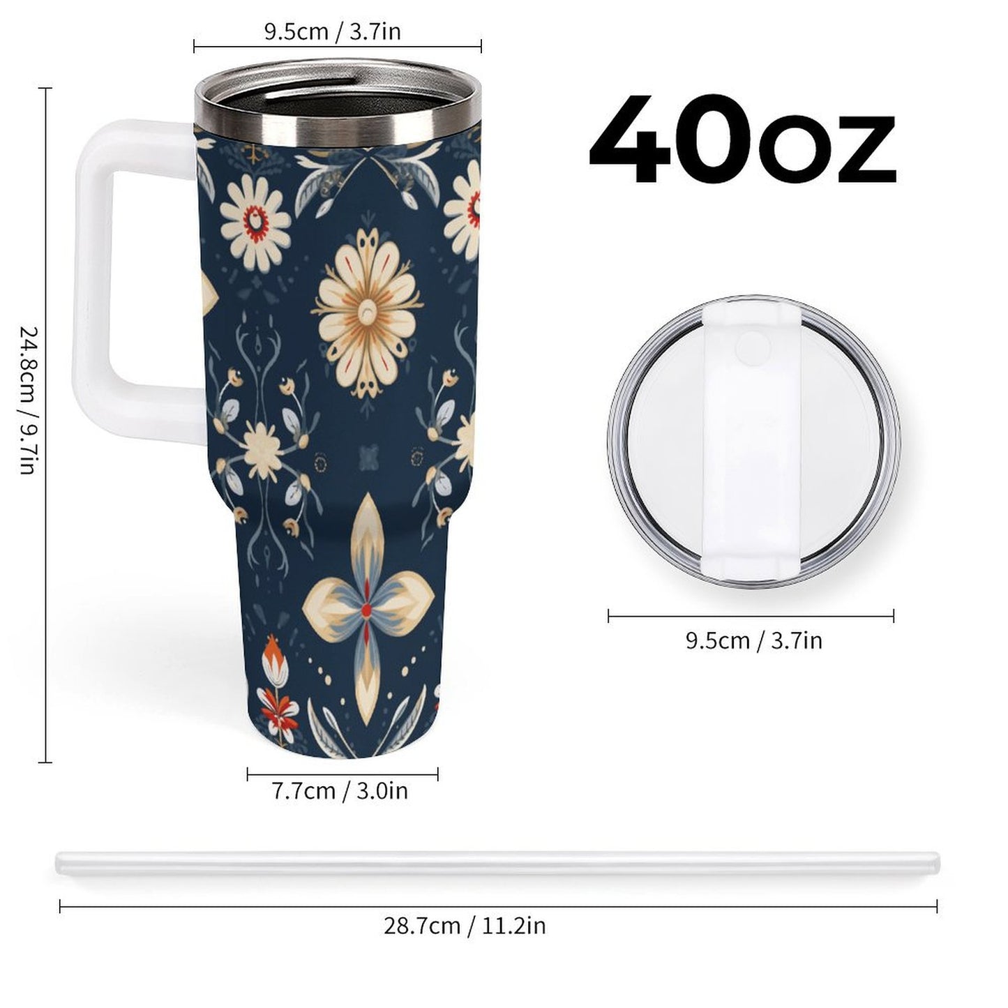 PHDT00369 POD US Local Tumbler 40 oz Large Capacity Car Cup Flowers