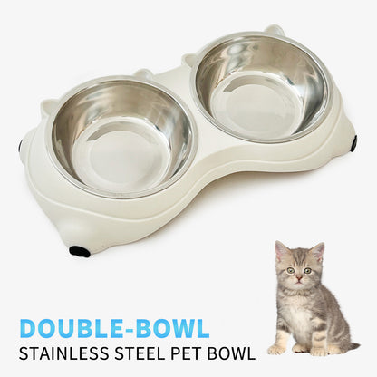 US Local Double Stainless Steel Pet Bowl Set, Macaron Colors, Non-Slip Base And Easy To Clean For Cats And Dogs, Indoor And Outdoor Use