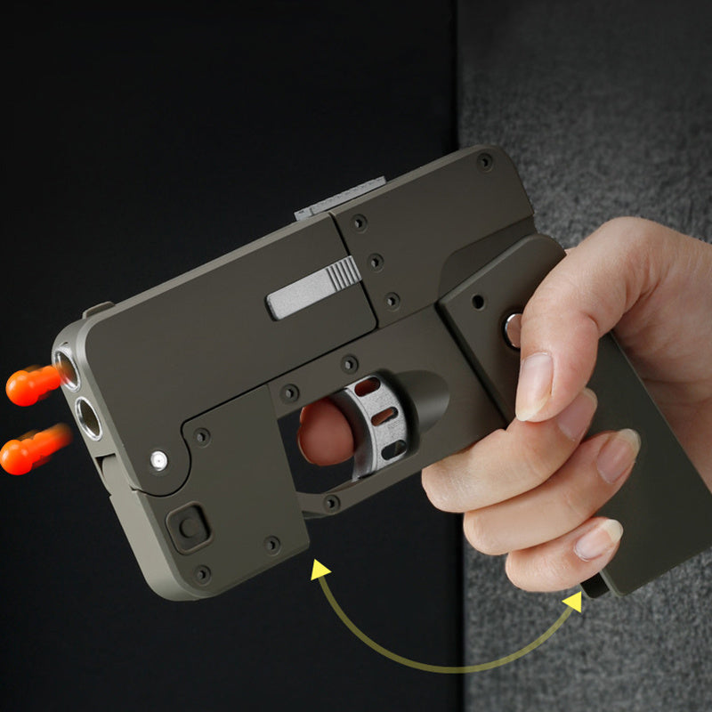 USA Local Folding Pistol Bullet Automatic Shell Throwing Toy Creative Soft Bullet Toy Mobile Phone Appearance Gun Outdoor Interactive Kid Gift