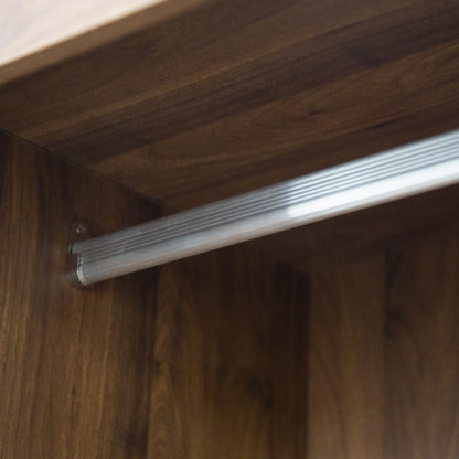 US Local Tall Bedroom Armoire Wardrobe Closet Clothing Storage Cabinet With Hanging Rod Barn Door Drawers Open Shelves