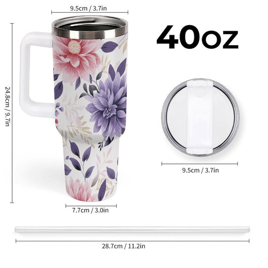 PHDT00434 POD US Local Tumbler 40 oz Large Capacity Car Cup Plain, Chinoiserie, Flower