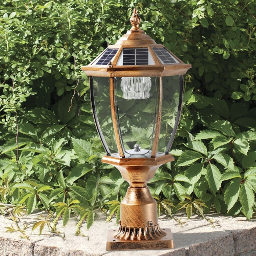 US Local Vintage Gold Solar Pillar Headlight With Dimmable LED 1-Pack
