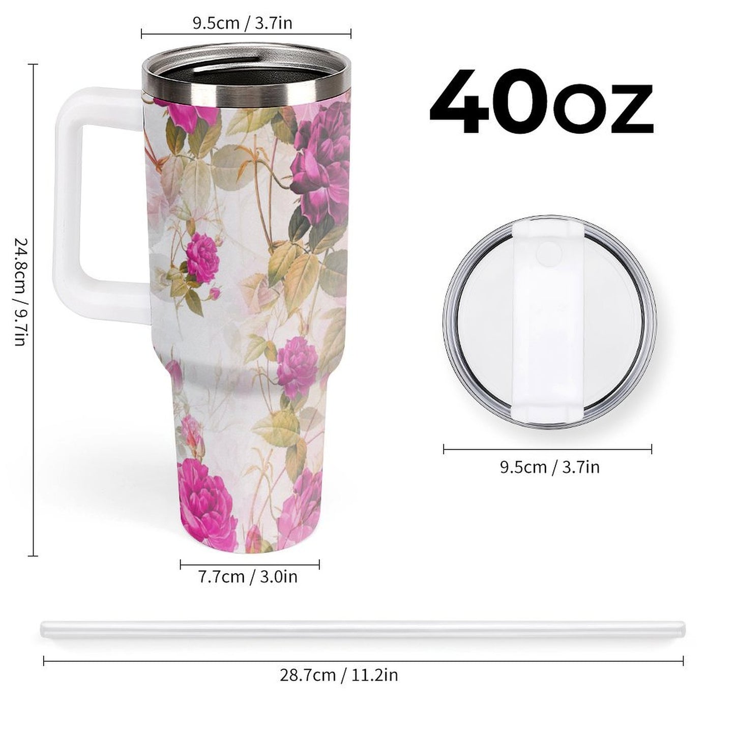PHDT00196 POD US Local Tumbler 40 oz Large Capacity Car Cup Roses