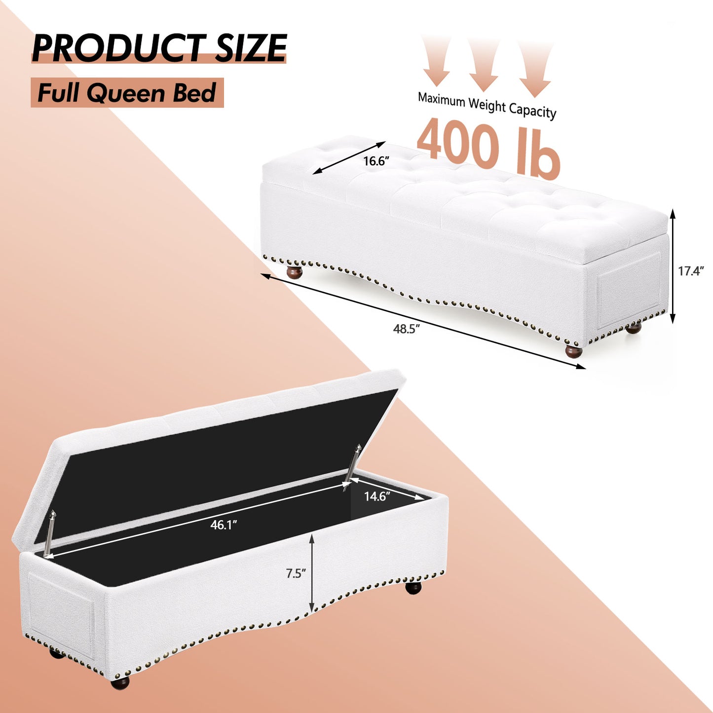 US Local Linen Upholstered Storage Bench