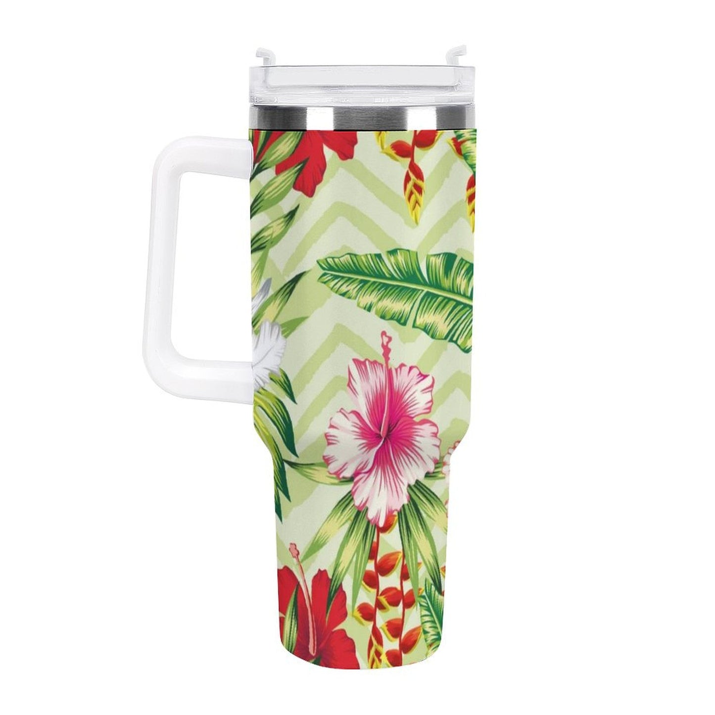 PHDT00459 POD US Local Tumbler 40 oz Large Capacity Car Cup Summer, Flowers, Green