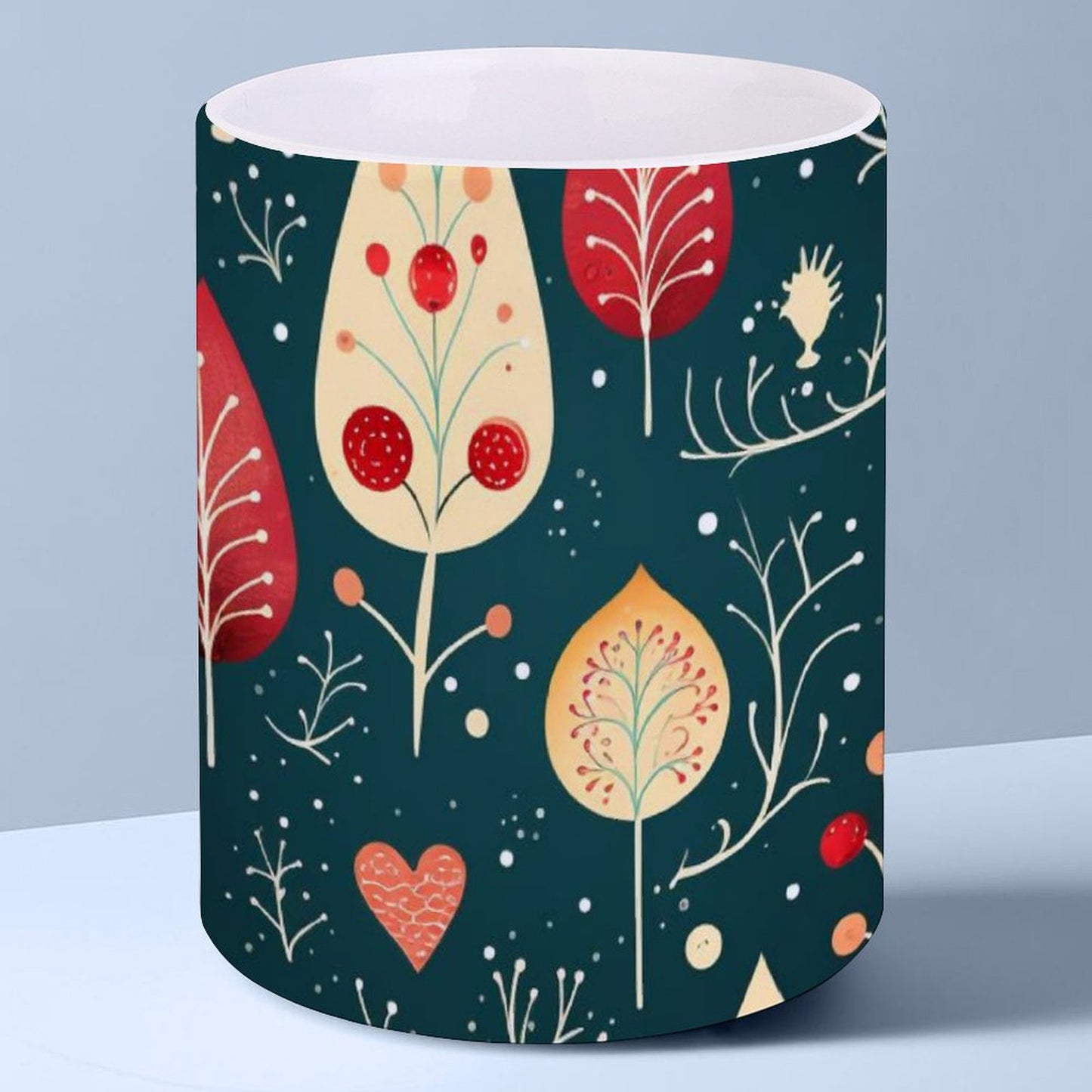 POD US Local White mug with full print, Christmas Tree, Snowflakes 0101