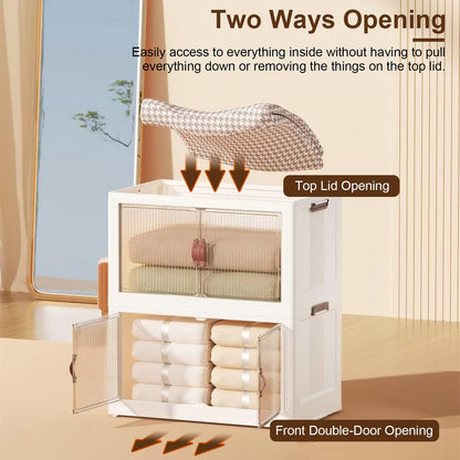 US Local 3 Pcs Foldable Storage Bins With Lid Wheels Front Magnetic Door Fedex Shipping