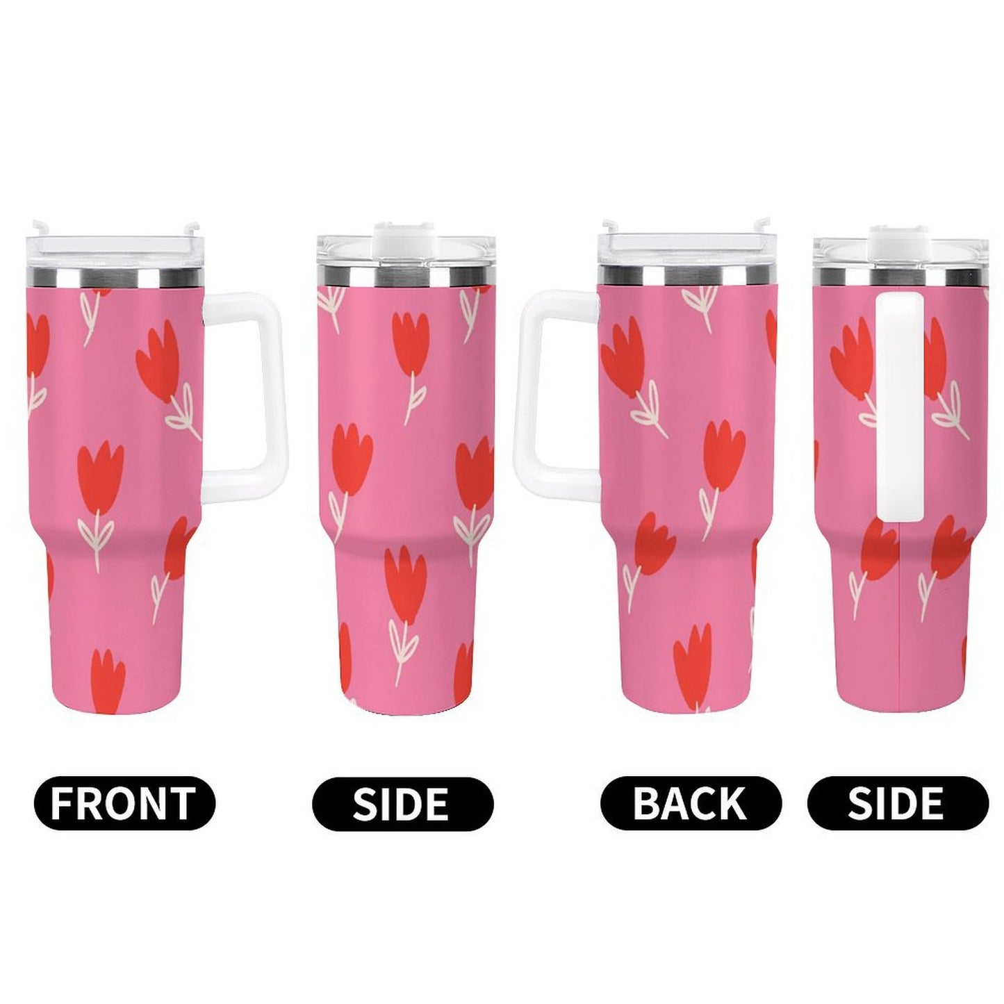 PHDT00058 POD US Local Tumbler 40 oz Large Capacity Car Cup Tulip, Red, Flower