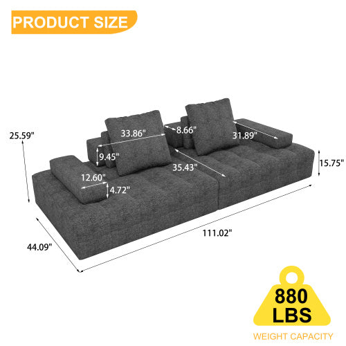 US Local Sofa Couch For Living Room, Modern Loveseat Sofa With Extra Deep Seats, Comfy Armrests, Couches For Living Room Apartment Lounge, Easy Assembly, Grey