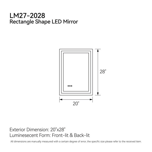 US Local 20 Inch X 28 Inch LED Bathroom Mirror