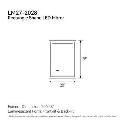 US Local 20 Inch X 28 Inch LED Bathroom Mirror