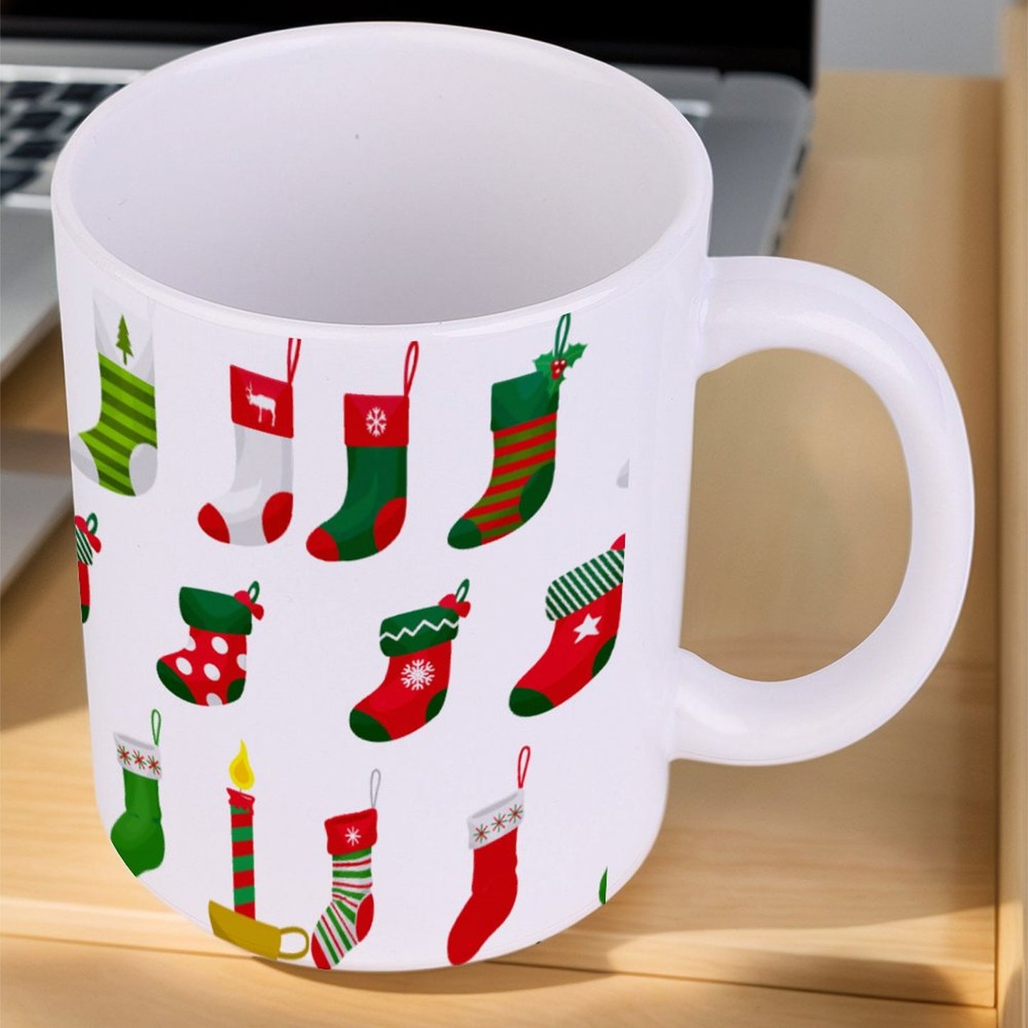 POD US Local White mug with full print, Christmas Socks 0012