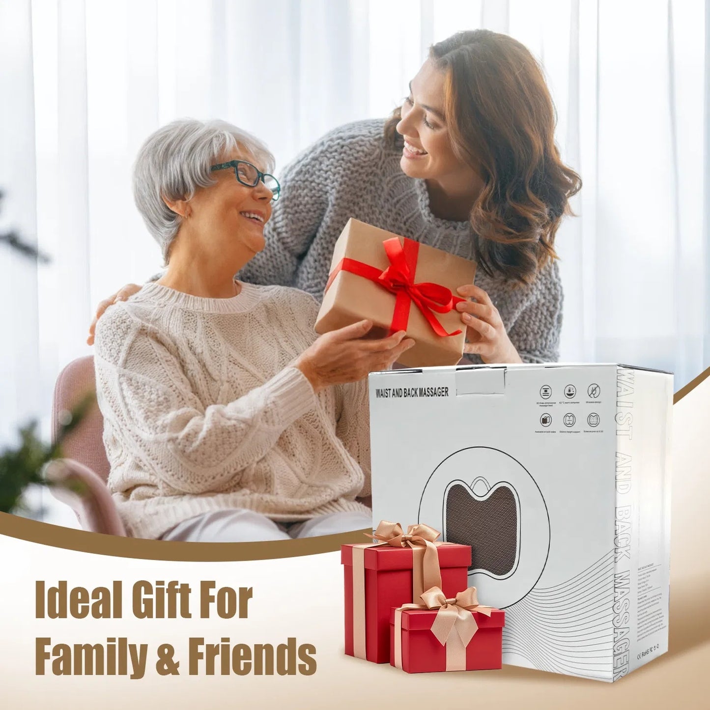 US Local Shiatsu Back And Waist Massager With Heat Cordless Rechargeable Kneading Lower Back Massage Pillow Portable Lumbar Massager For Home Car Office GPCT5470