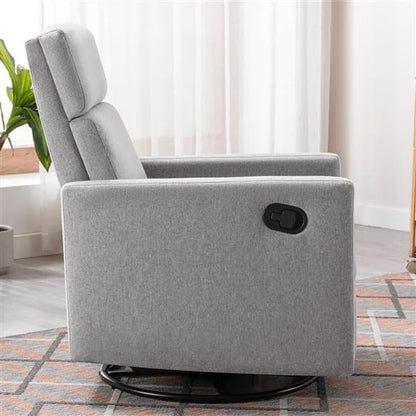 US Local Modern Upholstered Rocker Nursery Chair Plush Seating Glider Swivel Recliner Chair, Gray
